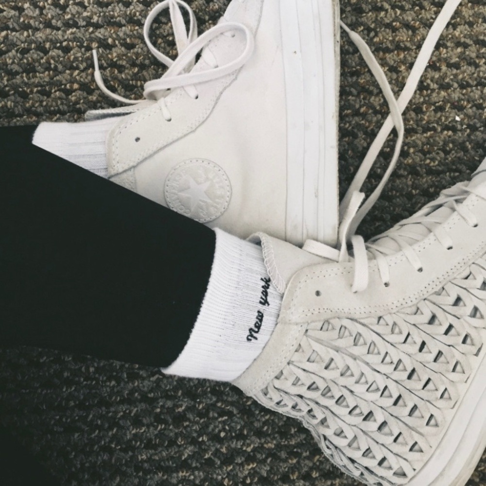 Suede Hightop Converse with Woven Design